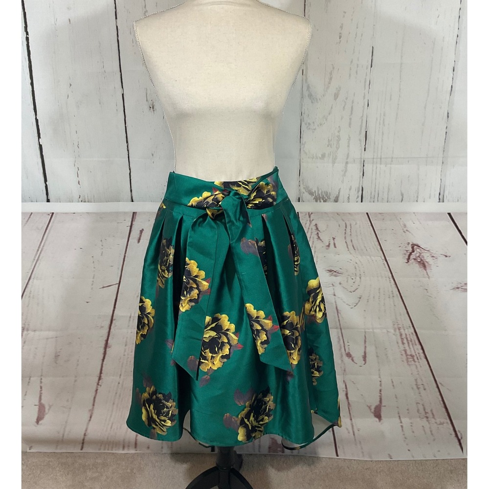Ark & Co Women's Hi Low Midi Skirt Emerald Green Floral Cocktail Party Wedding